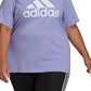 Camiseta feminina com estampa floral e logo da Adidas, roxa, tamanho 1X