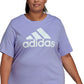 Camiseta feminina adidas com estampa floral e logo, roxa, tamanho 4X