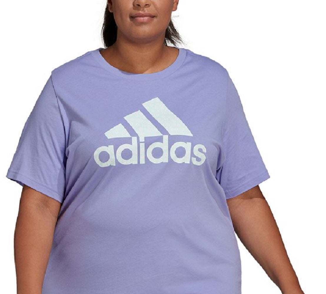 Camiseta feminina adidas com estampa floral e logo, roxa, tamanho 4X