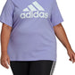 Camiseta feminina adidas com estampa floral e logo, roxa, tamanho 4X