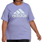 Camiseta feminina com estampa floral e logo da Adidas, roxa, tamanho 2X