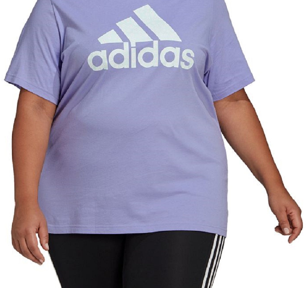 Camiseta feminina com estampa floral e logo da Adidas, roxa, tamanho 2X