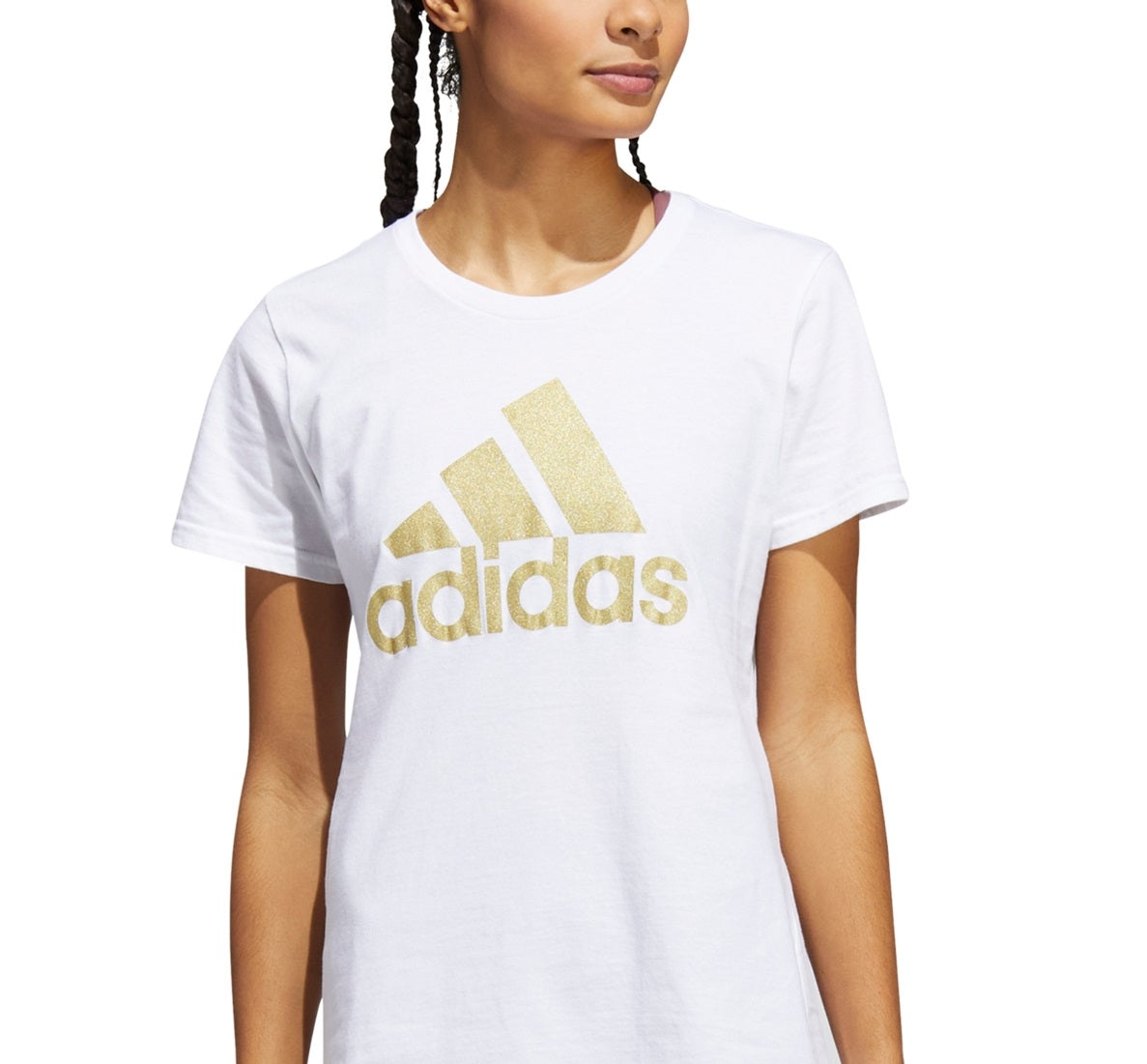 Camiseta Adidas Feminina Metallic Cotton Logo Branca Tamanho P