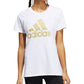 Camiseta Adidas Feminina Metallic Cotton Logo Branca Tamanho Médio