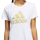 Camiseta Adidas Feminina Metallic Cotton Logo Branca Tamanho Médio