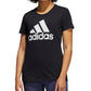 Camiseta Adidas Feminina Metallic Cotton Logo Preta Tamanho Grande