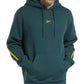 Reebok Moletom com capuz oversized com logotipo escovado masculino, verde, tamanho M