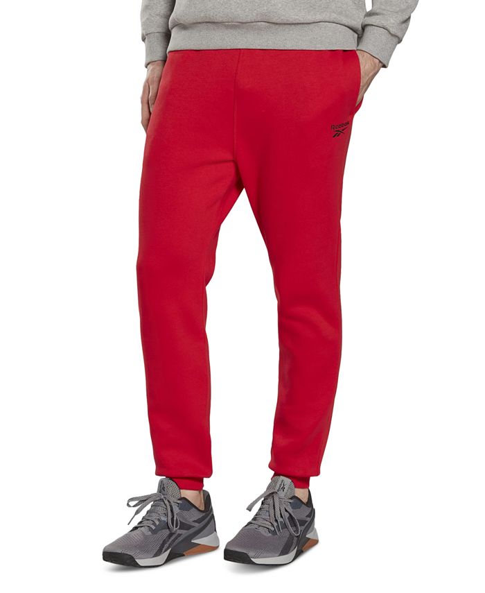 Calça jogger com cordão e logo Reebok Identity Classic Fleece masculina, vermelha, tamanho grande