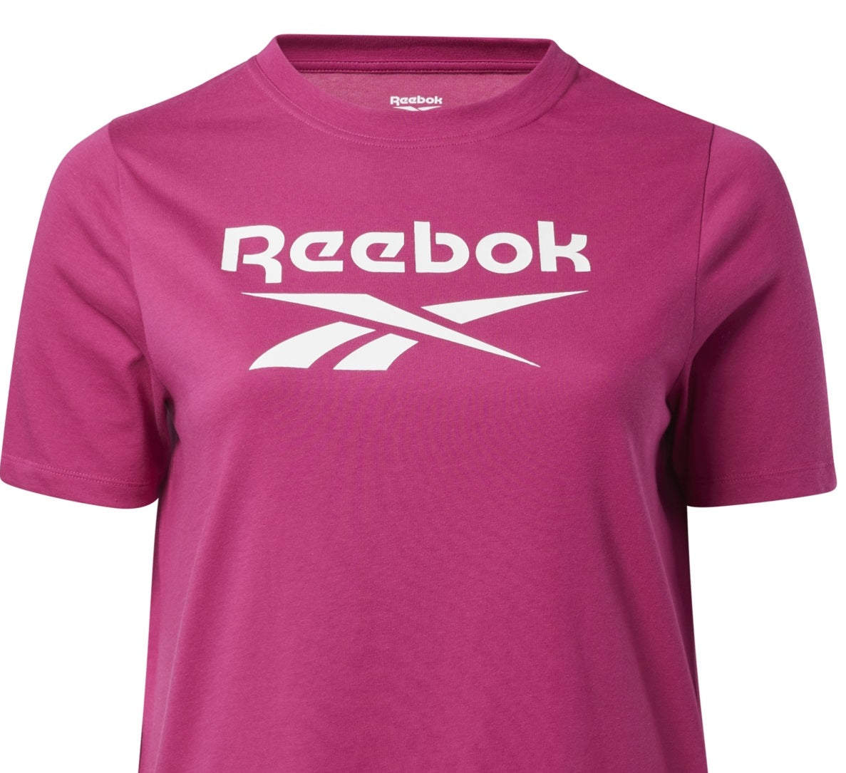 Camiseta feminina Reebok com logotipo rosa, tamanho 4X