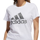 Camiseta feminina adidas de algodão com estampa animal e logotipo, branca, tamanho pequeno
