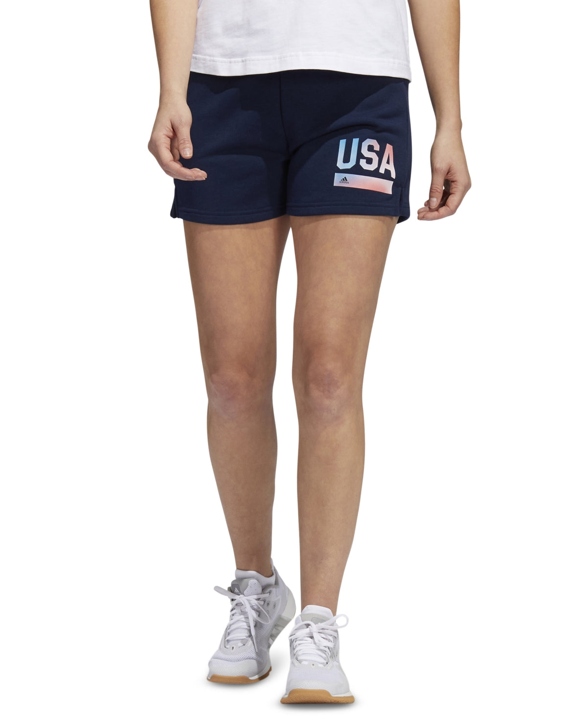 Shorts Adidas Americana com Cordão Feminino Azul Tamanho P