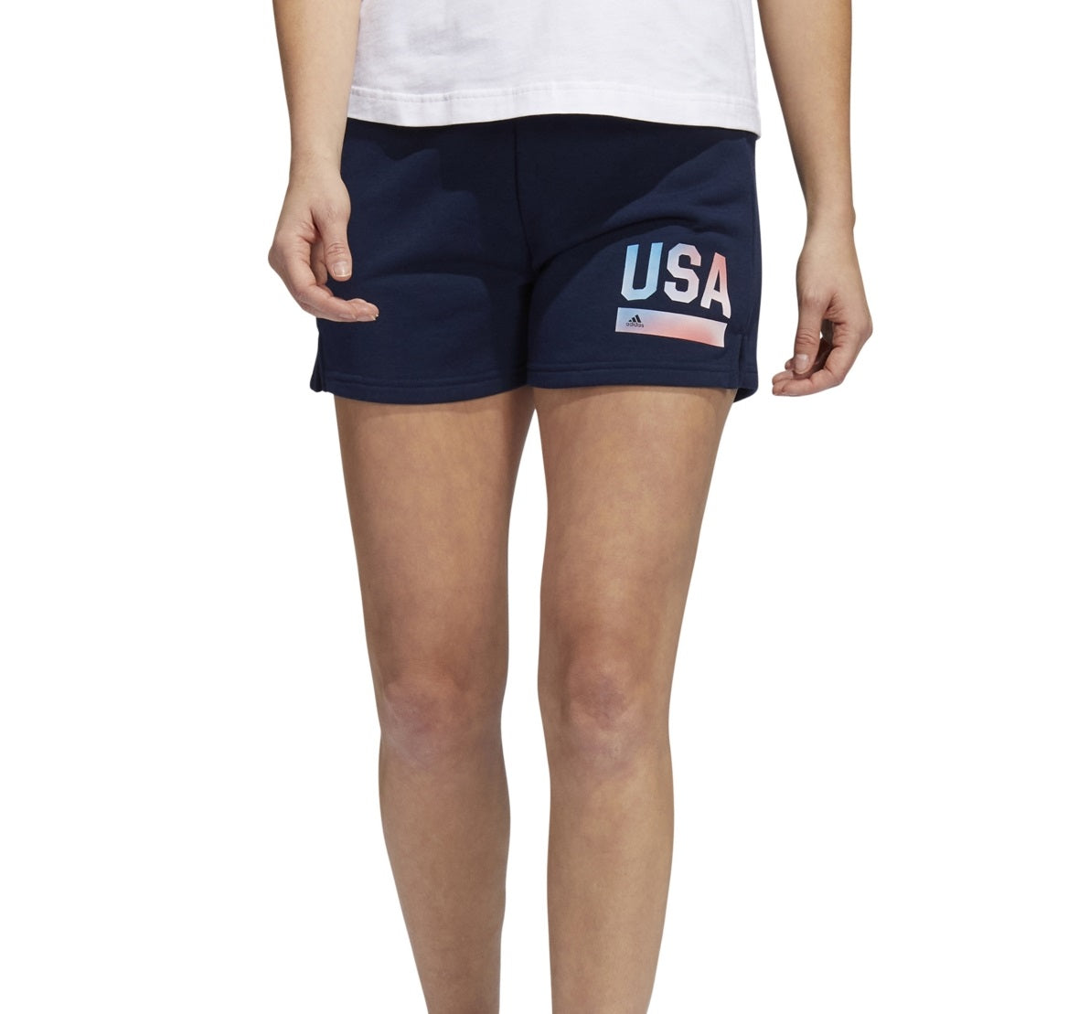 Shorts Adidas Americana com Cordão Feminino Azul Tamanho P