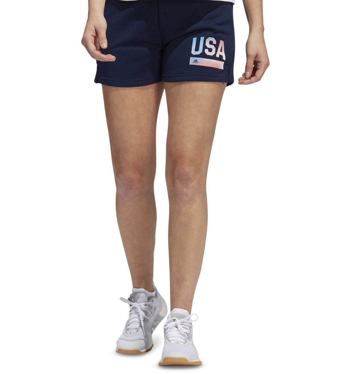Shorts Adidas Americana com Cordão Feminino Azul Tamanho P