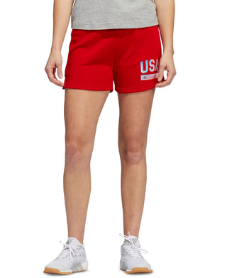 Shorts Adidas Americana com Cordão Feminino Vermelho Tamanho Grande
