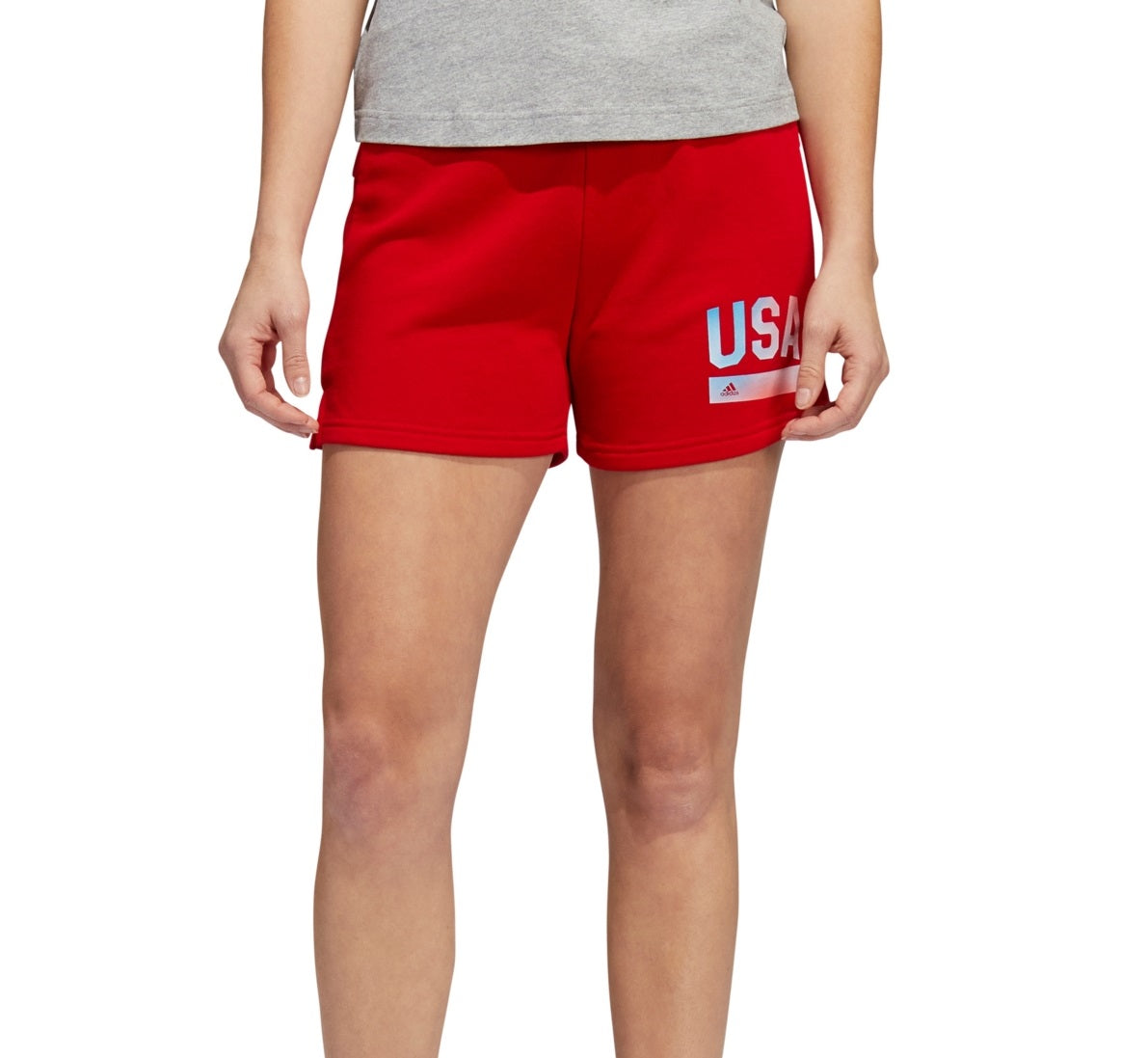 Shorts Adidas Americana com Cordão Feminino Vermelho Tamanho Grande