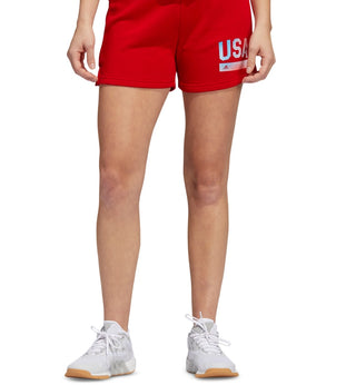 Shorts Adidas Americana com Cordão Feminino Vermelho Tamanho Grande