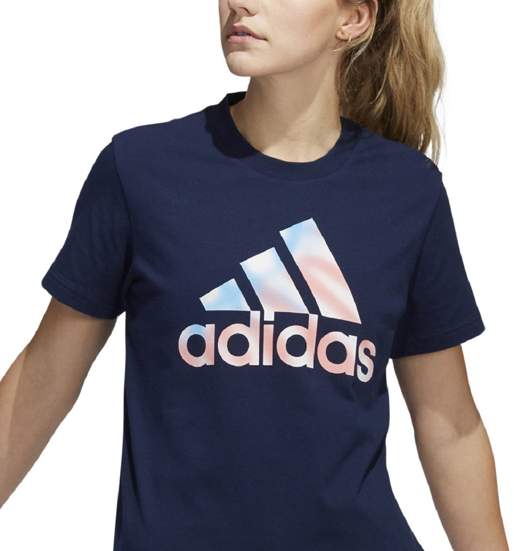 Camiseta feminina adidas Americana Logo Azul Tamanho X-G