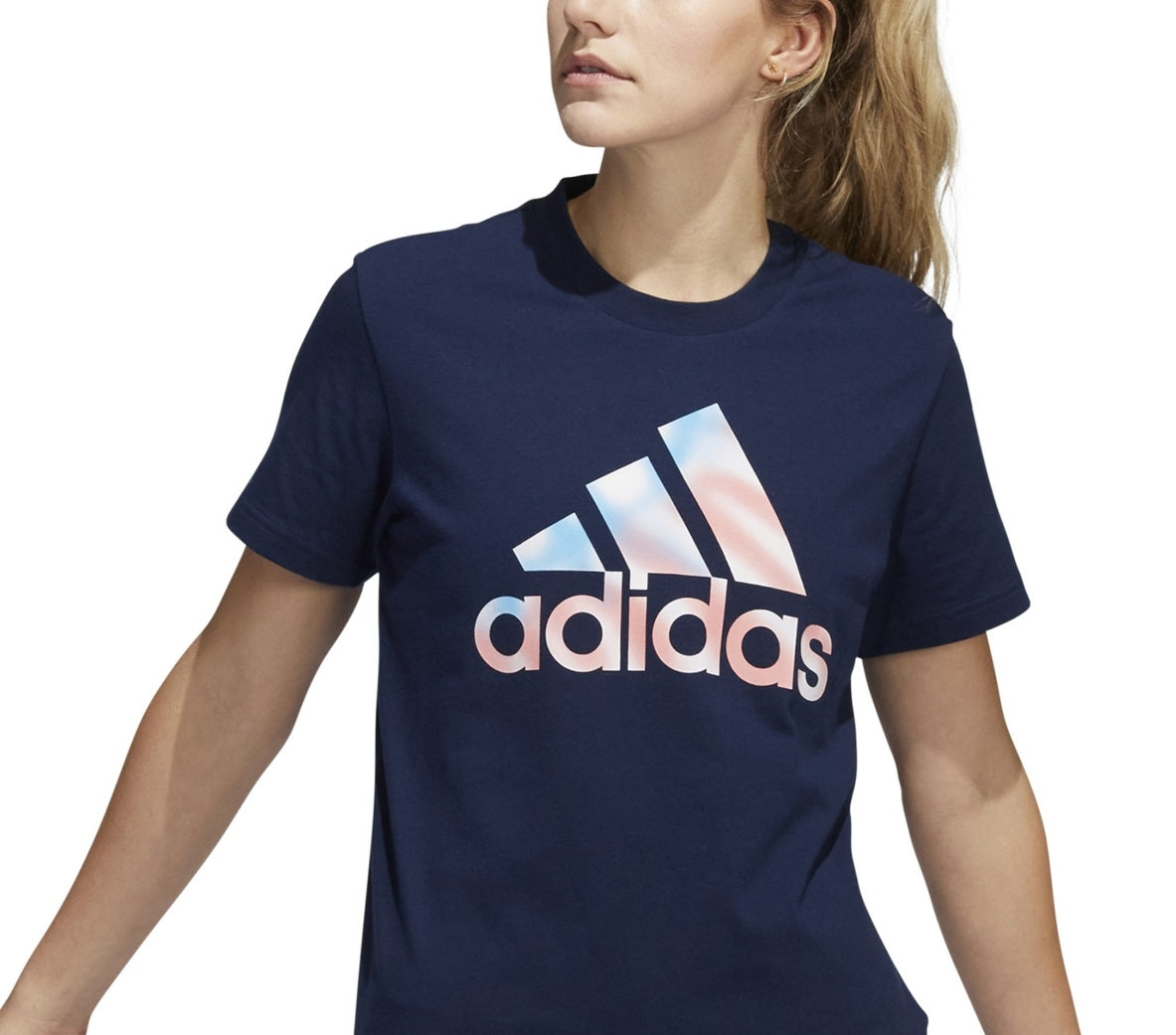 Camiseta feminina adidas Americana Logo Azul Tamanho X-S