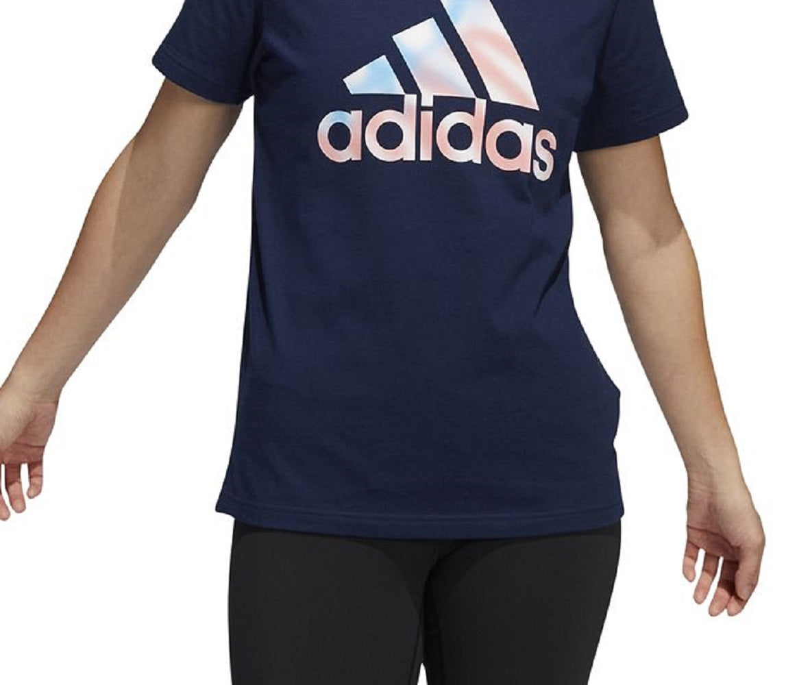 Camiseta Adidas Americana Logo Feminina Azul Tamanho P