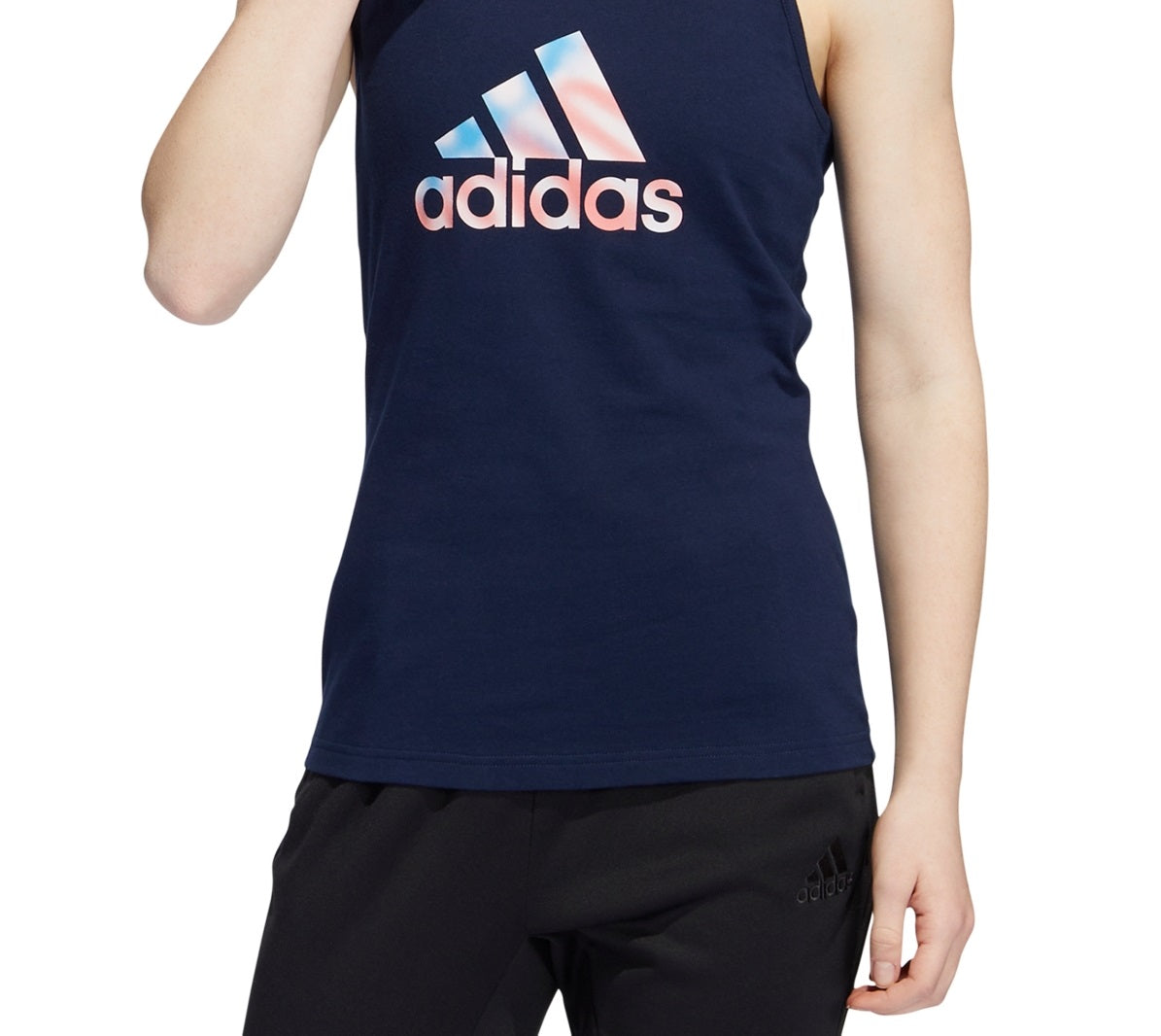 Camiseta regata feminina adidas Cotton Logo Americana, azul, tamanho pequeno