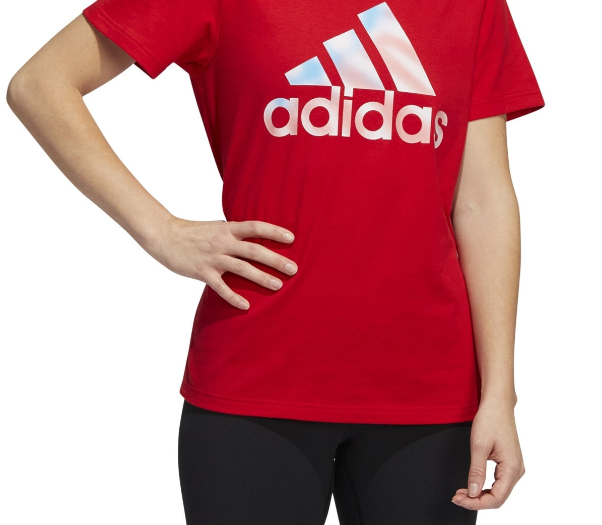 Camiseta feminina adidas Americana Logo vermelha tamanho X-S
