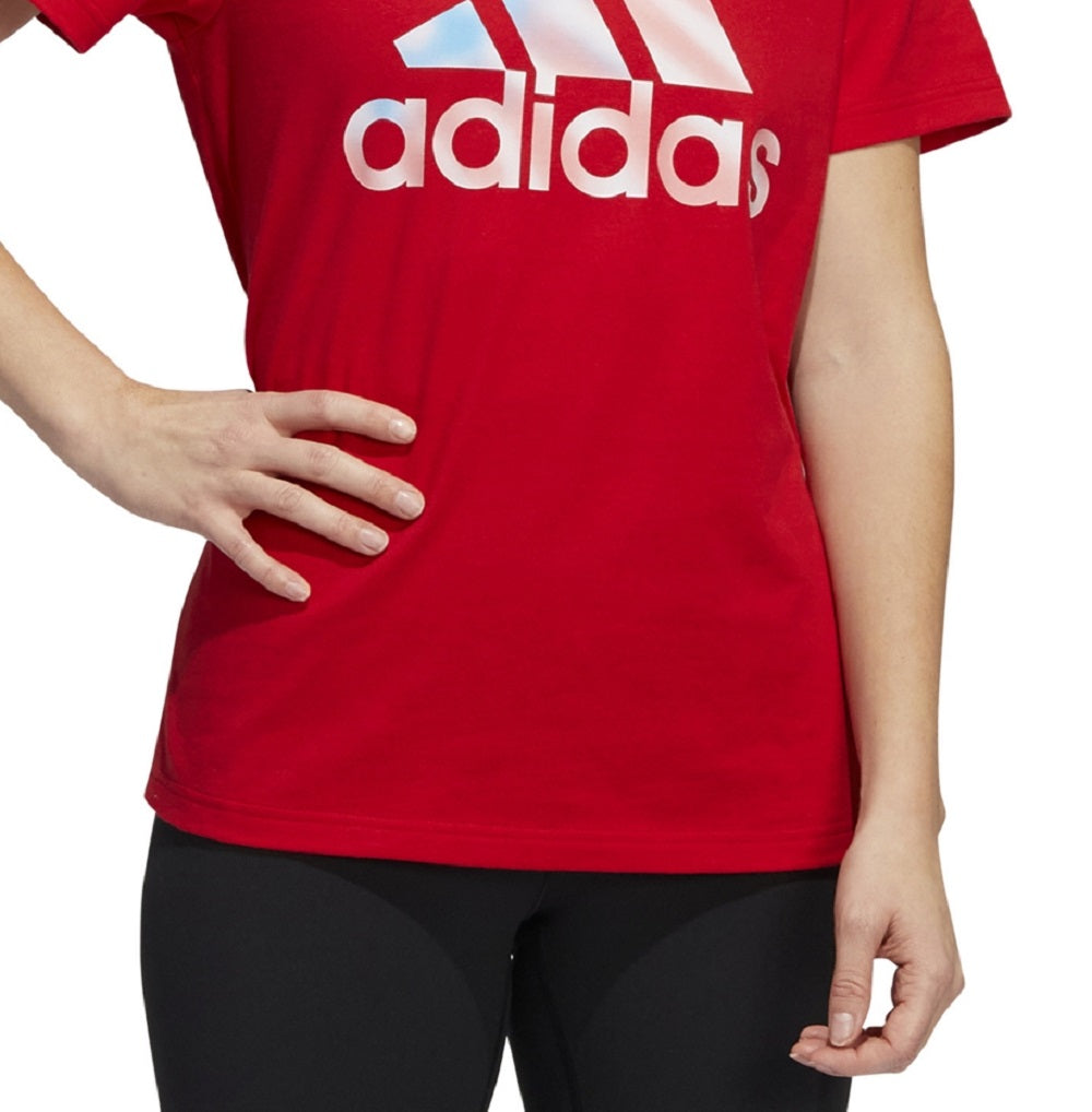 Camiseta feminina adidas Americana Logo vermelha tamanho grande