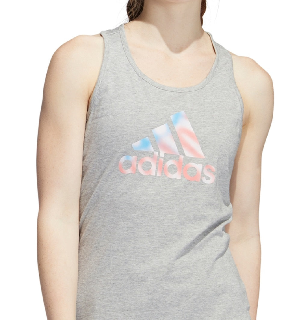 Camiseta regata feminina adidas Cotton Logo Americana, cinza, tamanho grande