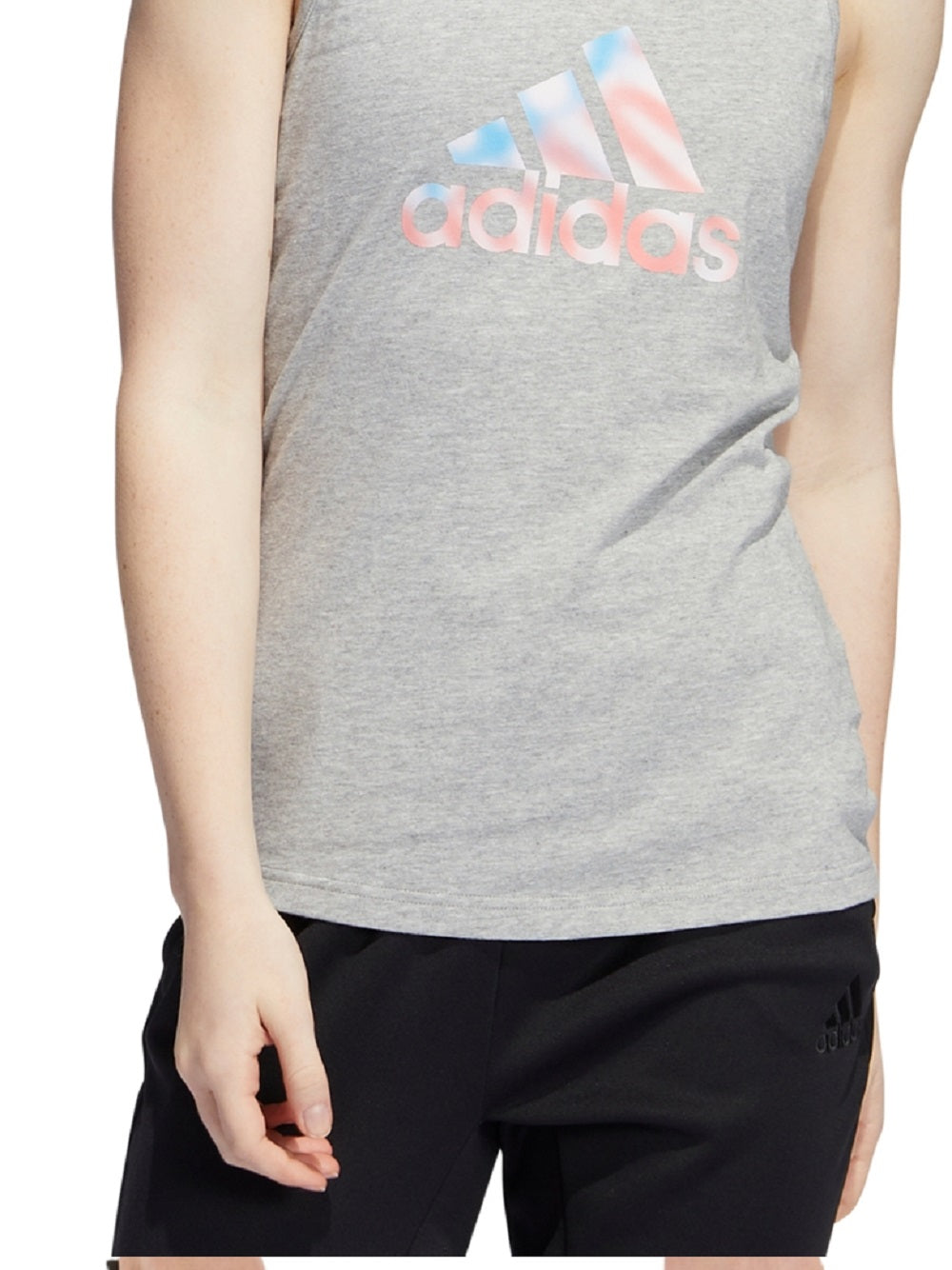 Camiseta regata feminina adidas Cotton Logo Americana, cinza, tamanho grande