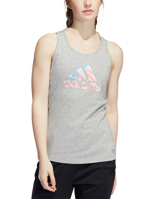 adidas Women's Cotton Logo Americana Tank Top Gray Size Small