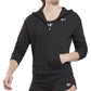 Reebok Moletom com capuz French Terry feminino com zíper frontal, preto, tamanho médio