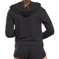 Reebok Moletom com capuz French Terry feminino com zíper frontal, preto, tamanho médio