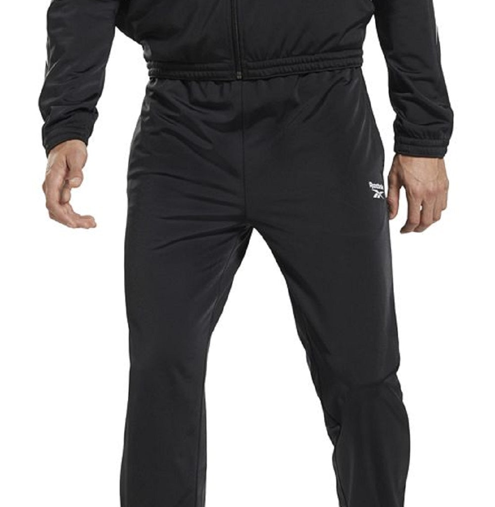 Calça de corrida Reebok Identity Vector TK Fit masculina, preta, tamanho médio