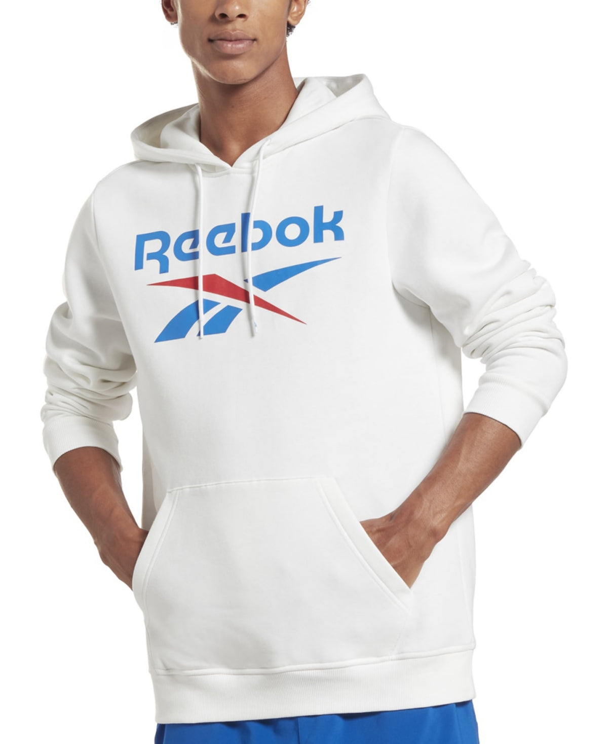 Reebok Masculino Identity Classic Fit Stacked Logo Print Fleece Hoodie Branco Tamanho X-G