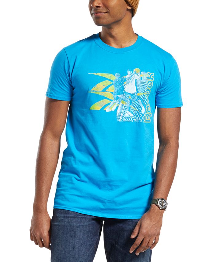 Camiseta Reebok Masculina Gola Redonda com Estampa de Basquete Azul Tamanho Grande