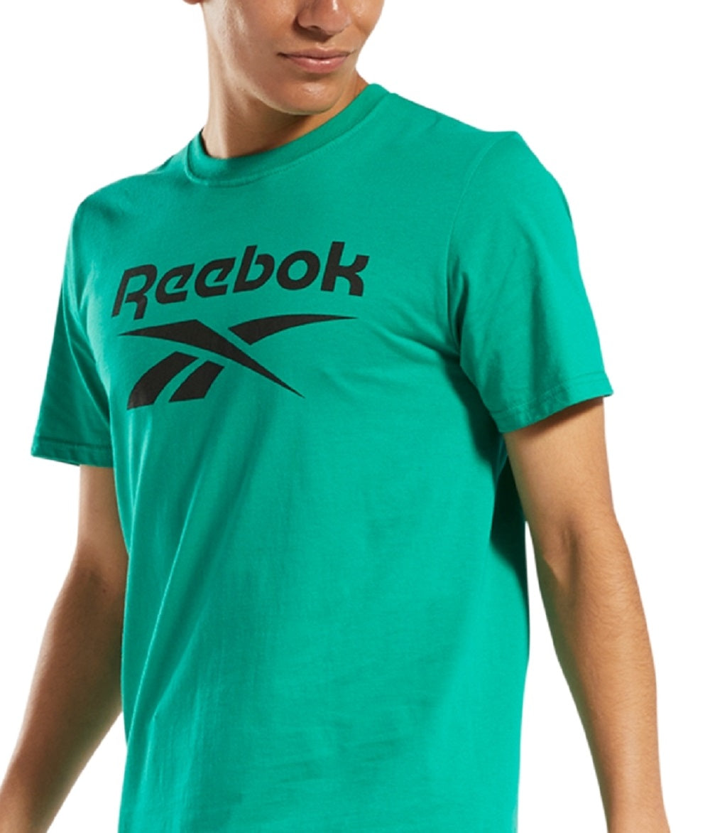 Camiseta gráfica com logotipo de identidade masculina Reebok, verde, tamanho pequeno