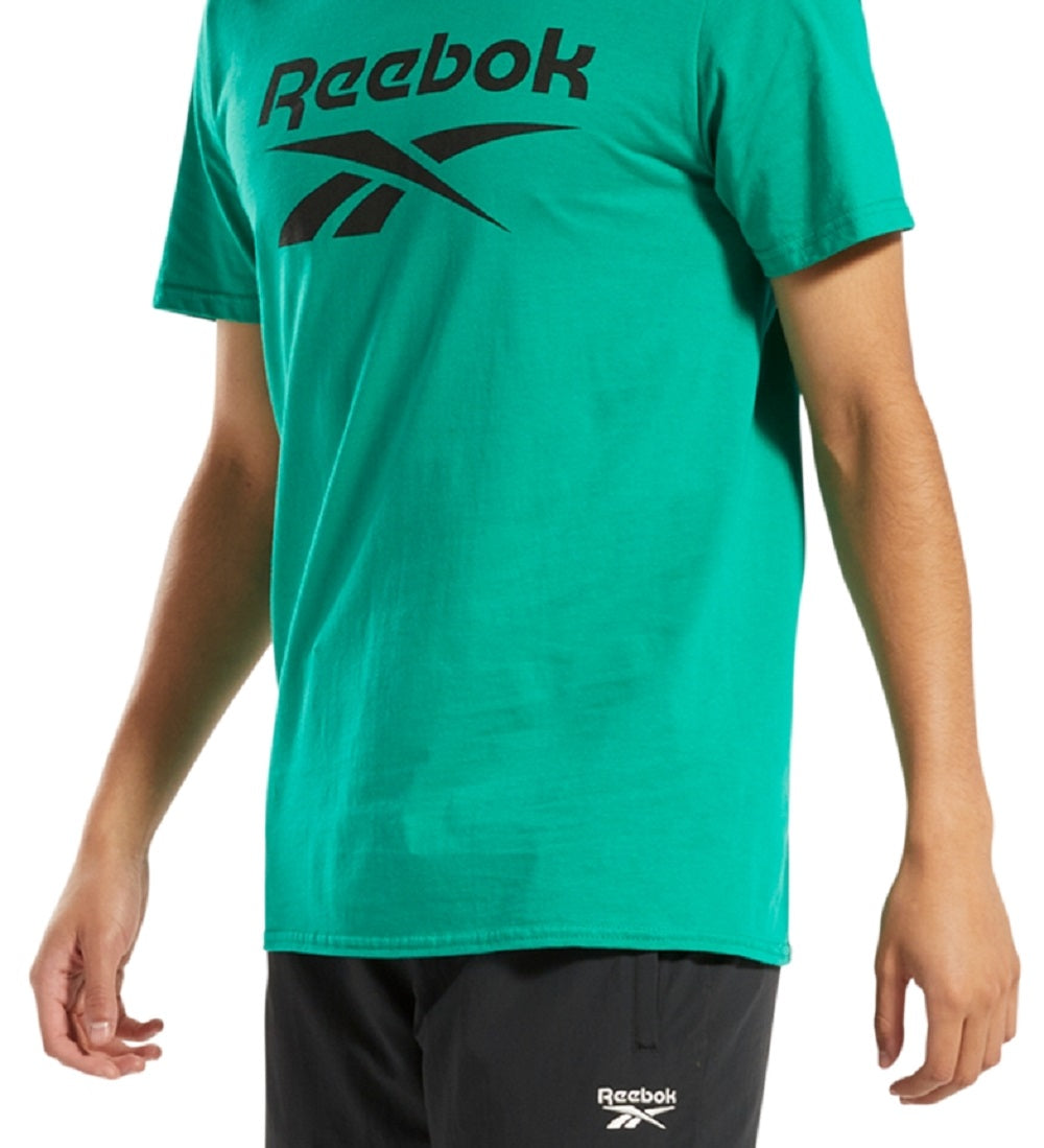 Camiseta gráfica com logotipo de identidade masculina Reebok, verde, tamanho pequeno