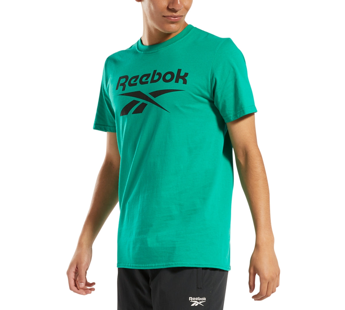 Camiseta gráfica com logotipo de identidade masculina Reebok, verde, tamanho pequeno