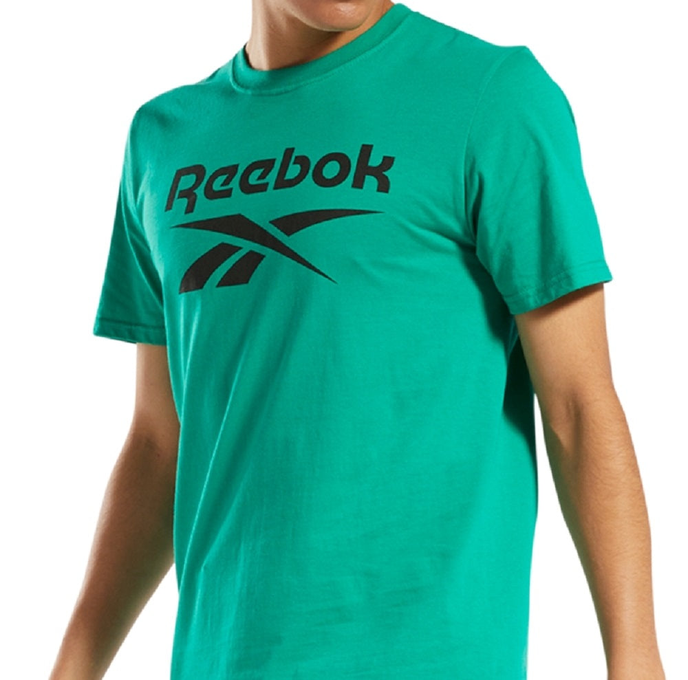 Camiseta gráfica com logotipo de identidade masculina Reebok, verde, tamanho médio