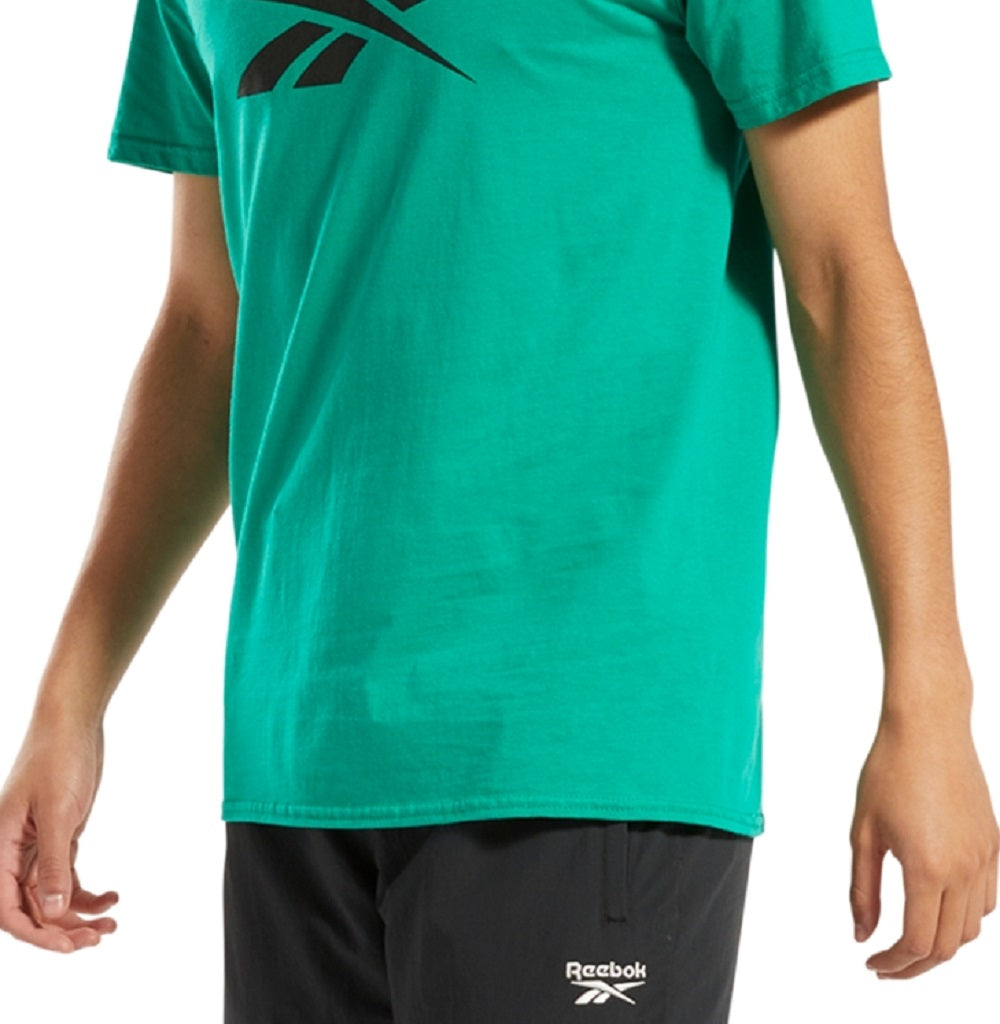 Camiseta gráfica com logotipo de identidade masculina Reebok, verde, tamanho médio