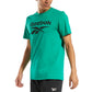 Camiseta gráfica com logotipo de identidade masculina Reebok, verde, tamanho médio