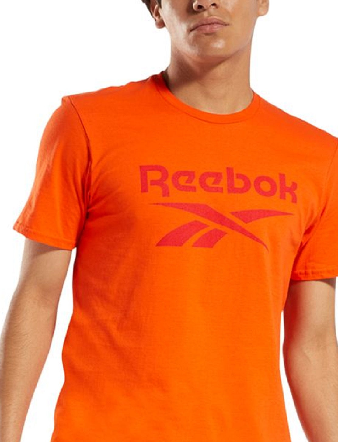Camiseta Reebok Masculina com Logo e Identidade Visual Laranja Tamanho Grande