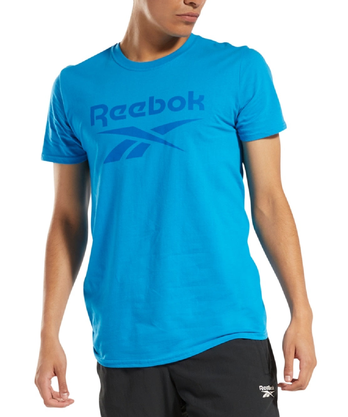 Camiseta gráfica com logotipo de identidade masculina Reebok azul tamanho XX-G