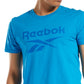 Camiseta gráfica com logotipo de identidade masculina Reebok azul tamanho XX-G