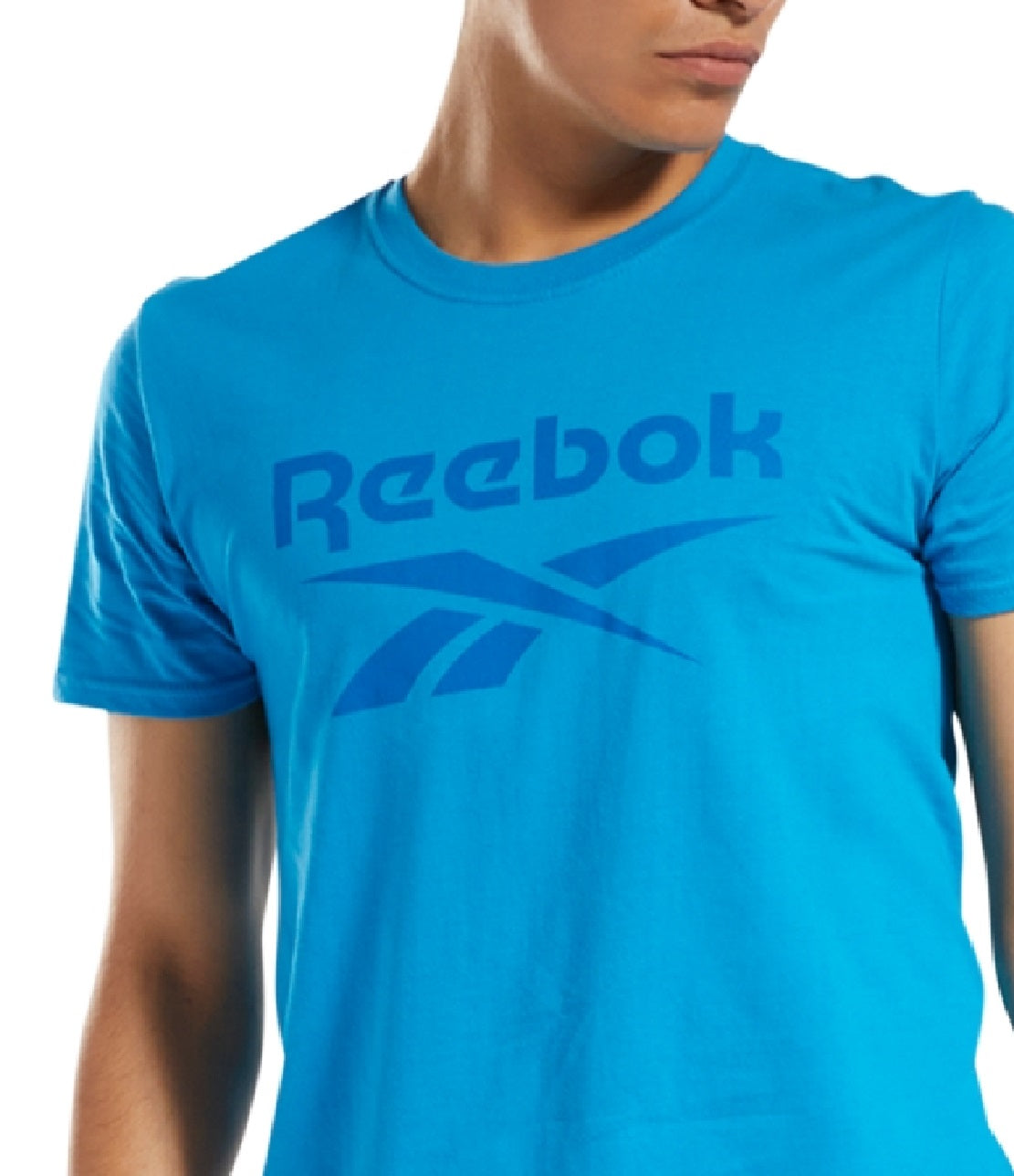 Camiseta gráfica com logotipo de identidade masculina Reebok azul tamanho XX-G