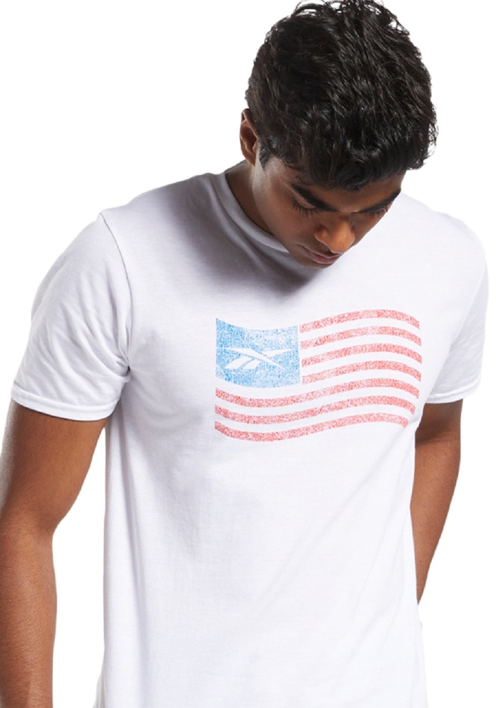 Camiseta gráfica masculina Rebook, branca, tamanho grande