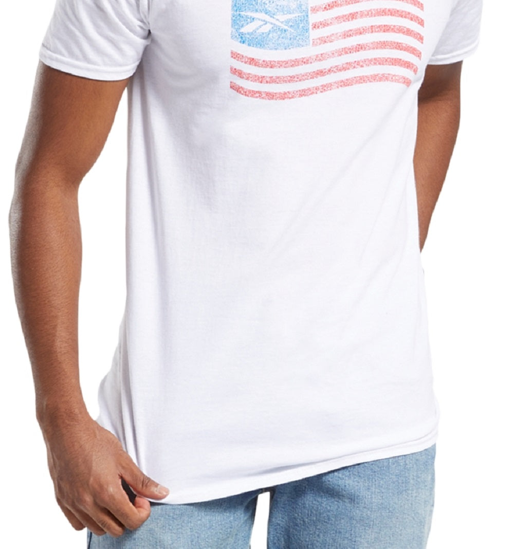 Camiseta gráfica masculina Rebook, branca, tamanho grande