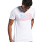 Camiseta gráfica masculina Rebook, branca, tamanho grande
