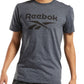 Camiseta Reebok Masculina com Logo e Logo de Identidade Cinza, Tamanho Médio