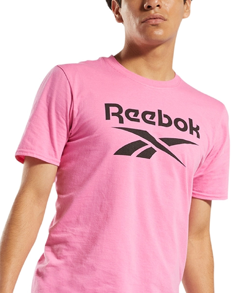 Camiseta gráfica com logotipo de identidade masculina Reebok rosa tamanho GG