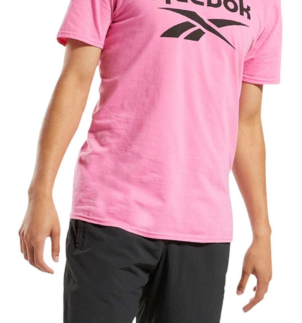 Camiseta gráfica com logotipo de identidade masculina Reebok rosa tamanho GG